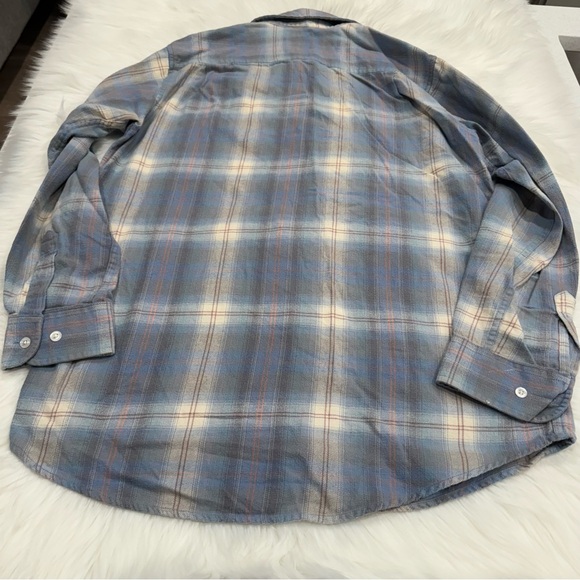 Eddie Bauer Flannel Button Down Shirt Top Plaid Blue Small - Picture 8 of 16